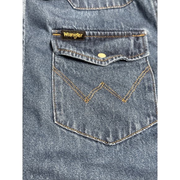 Wrangler Pearl Snap Button Down Denim Dress Western Country Cowgirl Medium - Picture 3 of 7